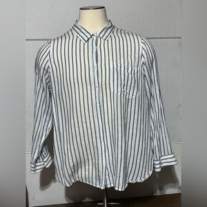 Lucky Brand women’s XL  LONG SLEEVE STRIPED BUTTON UP NLOUSE. 29” L 26”p2p